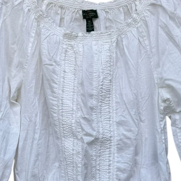 Ralph Lauren White Lace Trim Peasant Blouse Petite Medium - Picture 4 of 7